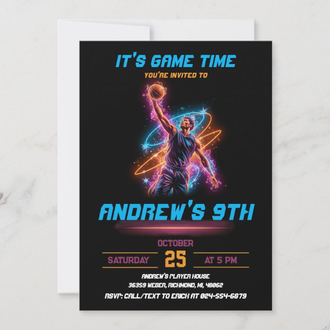 personalize Sport Basketball Birthday Invitation (Front)