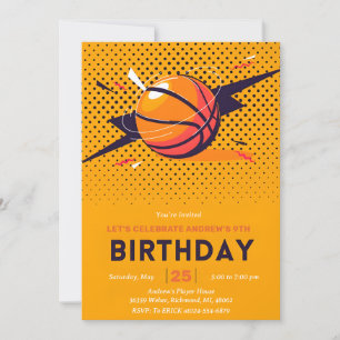 personalize Sport Basketball Birthday Invitation
