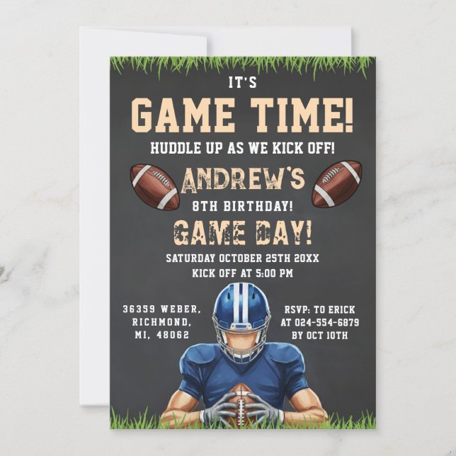 Personalize Sport Football Birthday Invitation (Front)