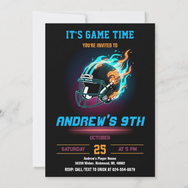 Personalize Sport Football Birthday Invitation (Front)