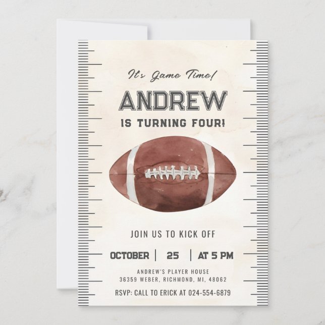 Personalize Sport Football Birthday Invitation (Front)