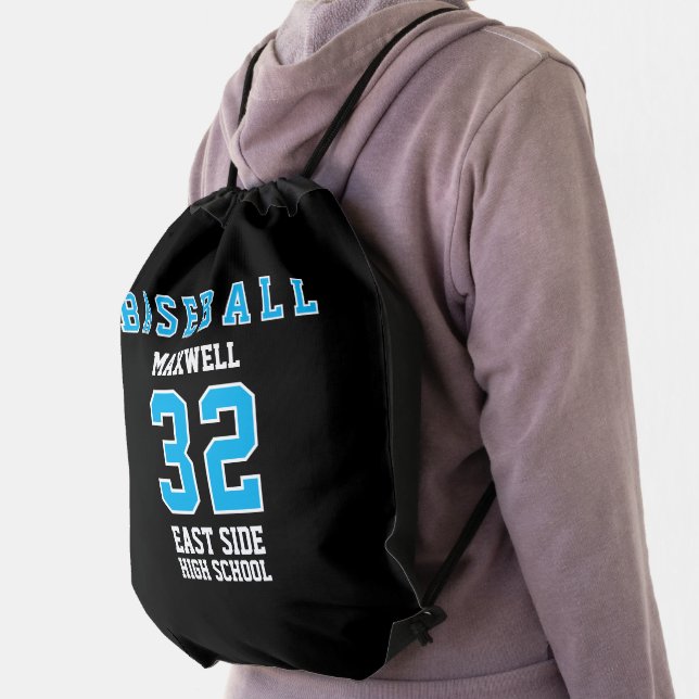 Personalize Sport Game Player | Blue Drawstring Bag (Insitu)
