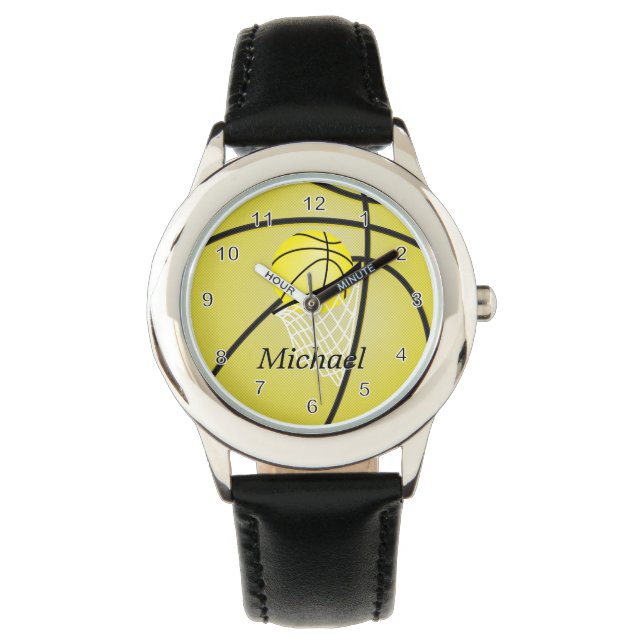 Personalize Sports Yellow Basketball Watch (Front)