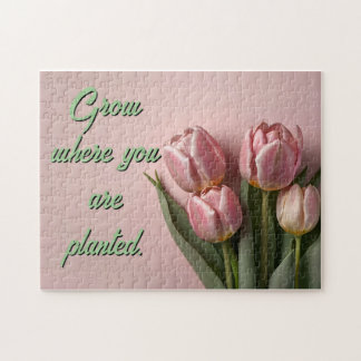 Personalize Spring Tulips Motivational Jigsaw Puzzle