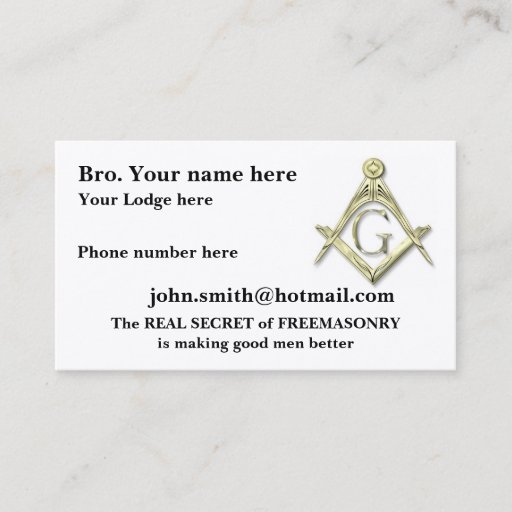 Customizable Personalize Square and Compasses MASONIC Business Cards
