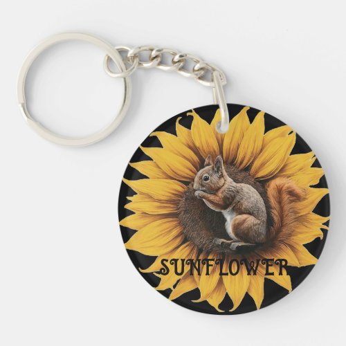 Personalize Squirrel and Sunflower Keychain