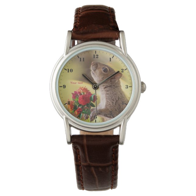 Personalize Squirrel with roses for You  Watch (Front)