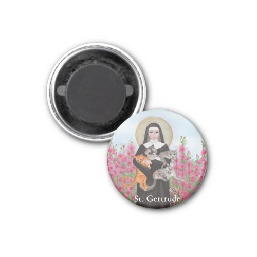 Personalize St Gertrude Patron of Cats Watercolor Magnet