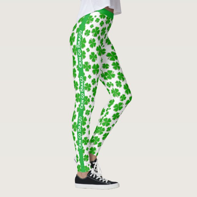 Personalize: St Patrick's Erin go Bragh Shamrocks Leggings (Right)