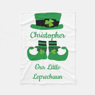 Personalize St. Patrick's Irish Green Leprechaun Fleece Blanket