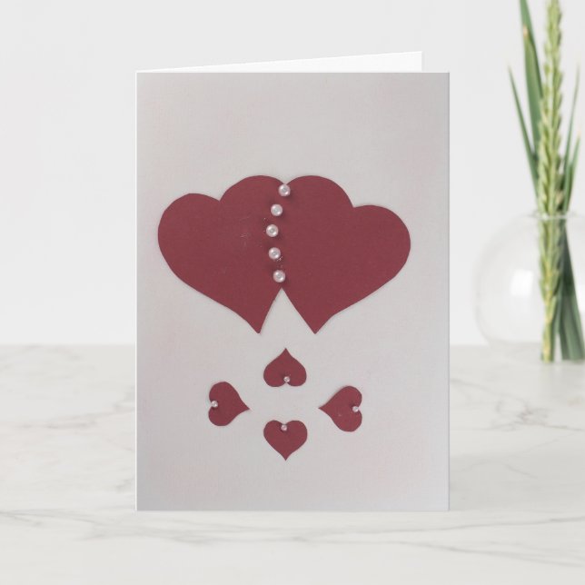 Personalize St. Valentine's heart and pearls Holiday Card (Front)