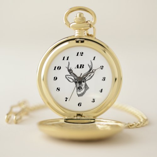 Personalize Stag Head Pocket Watch
