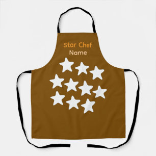 Personalize Star Chef Brown Apron Black Straps