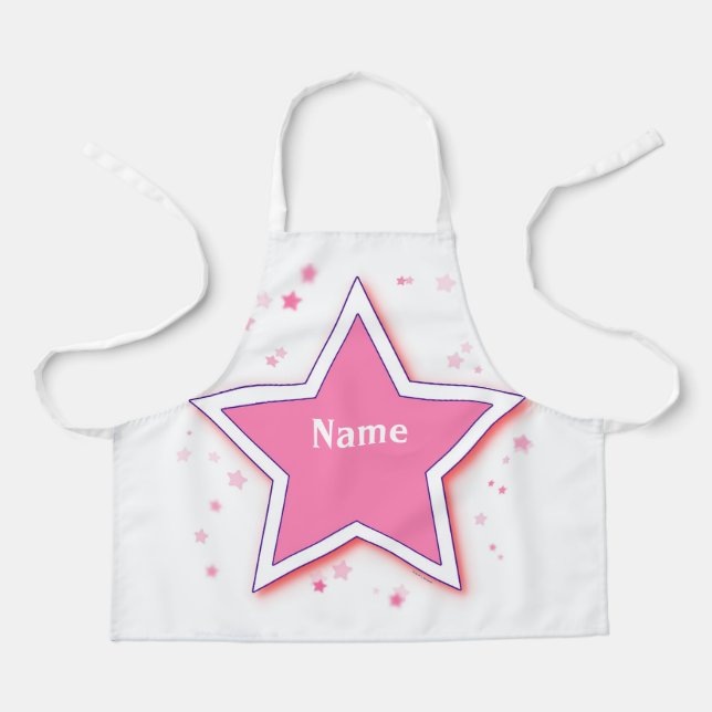 Personalize STAR Pink Kids Arts Crafts  Apron (Front)