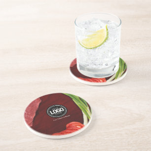Personalize steak restaurant theme coaster