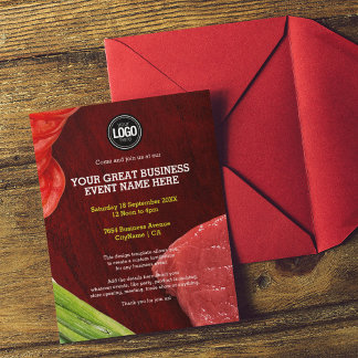 Personalize steak restaurant theme invitation