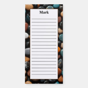 Personalize Stones Polished Rocks Lined Magnetic Notepad