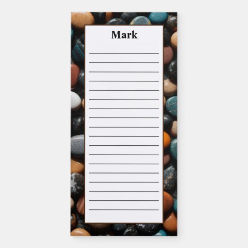 Personalize Stones Polished Rocks Lined Magnetic Notepad