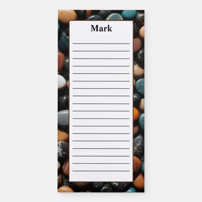 Personalize Stones Polished Rocks Lined Magnetic Notepad (Front)