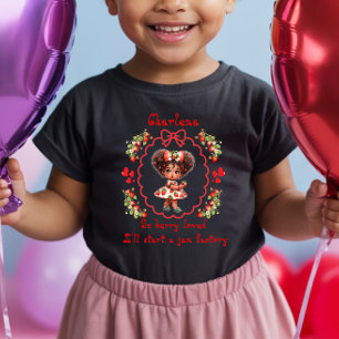 Personalize Strawberry Dressed Black Baby Girl T-Shirt