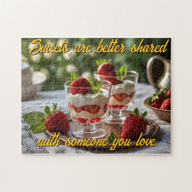 Personalize Strawberry Sweets Motivational Jigsaw Puzzle (Horizontal)