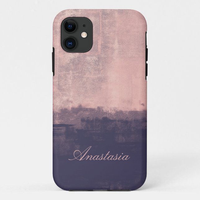 Personalize Structured Art Style Pink Navy Blue Case-Mate iPhone Case (Back)