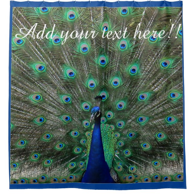 Personalize Strutting Male Peacock Shower Curtain (Front)