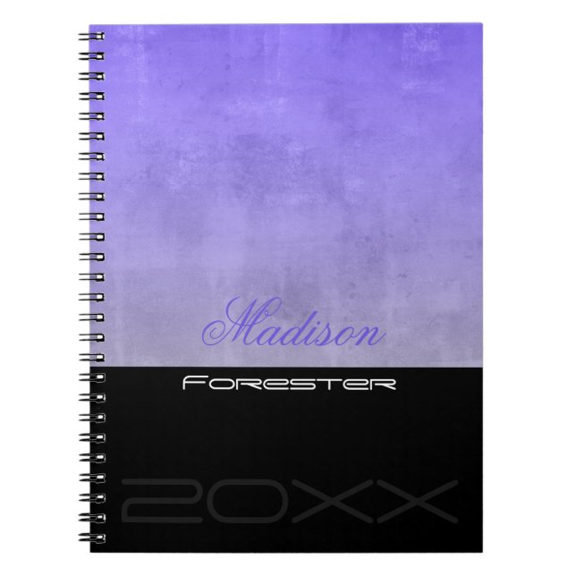 Personalize stylish Blue Gray Black Notebook (Front)