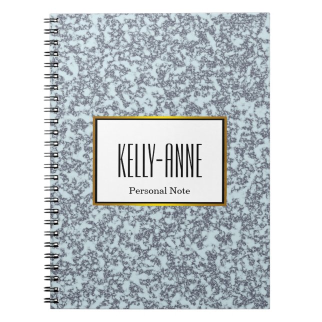 Personalize Stylish Marble Texture Designer Notebook (Front)