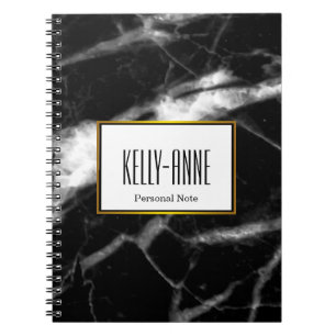Personalize Stylish Marble Texture Designer Notebook