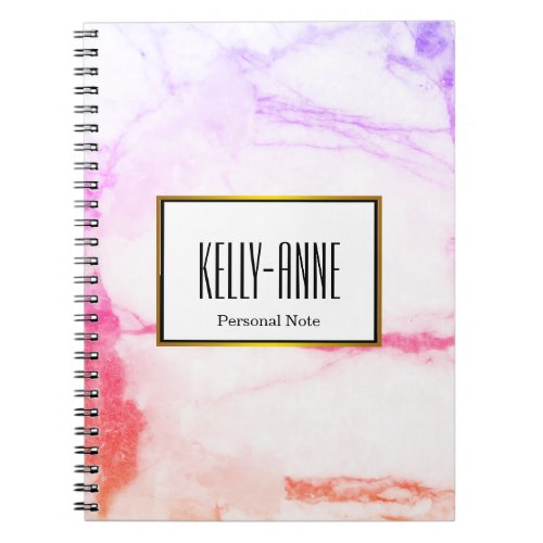 Personalize Stylish Marble Texture Designer Notebook