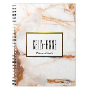 Personalize Stylish Marble Texture Designer Notebook