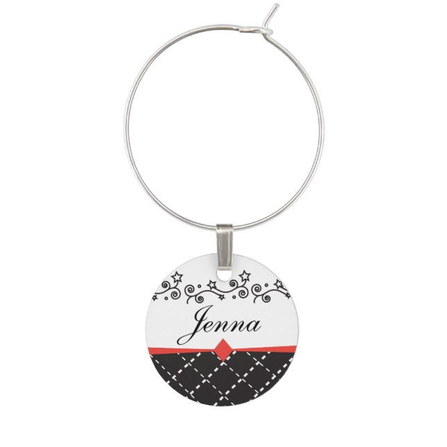 Personalize Stylish Wine Charm (Front)