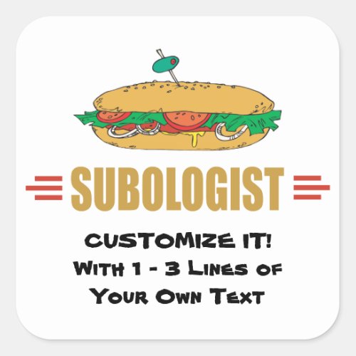Personalize Sub Sandwiches Square Sticker