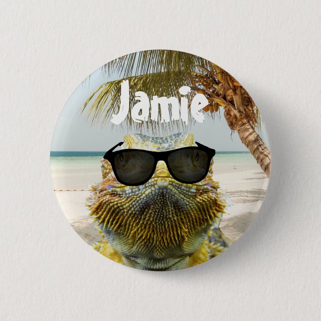 Personalize Summer Beach Fun Button (Front)