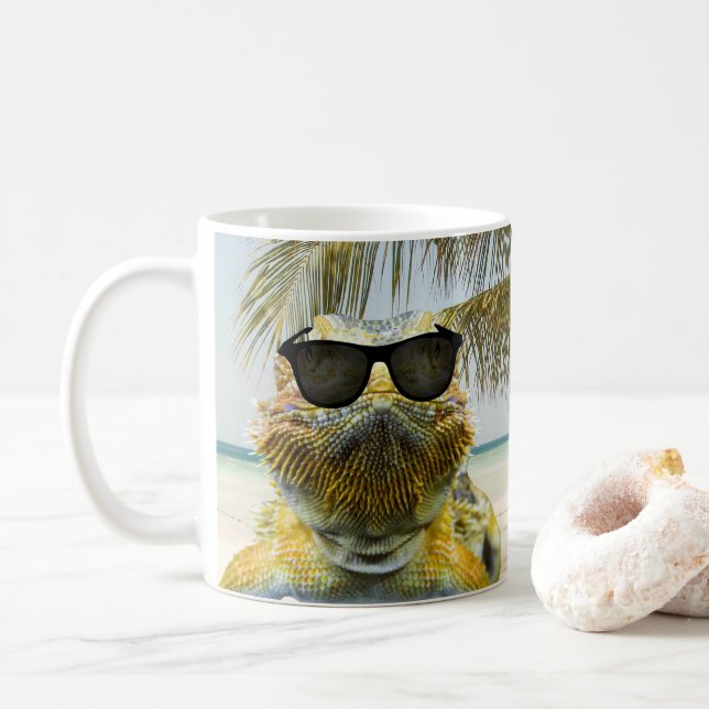 Personalize Summer Beach Fun Coffee Mug (With Donut)