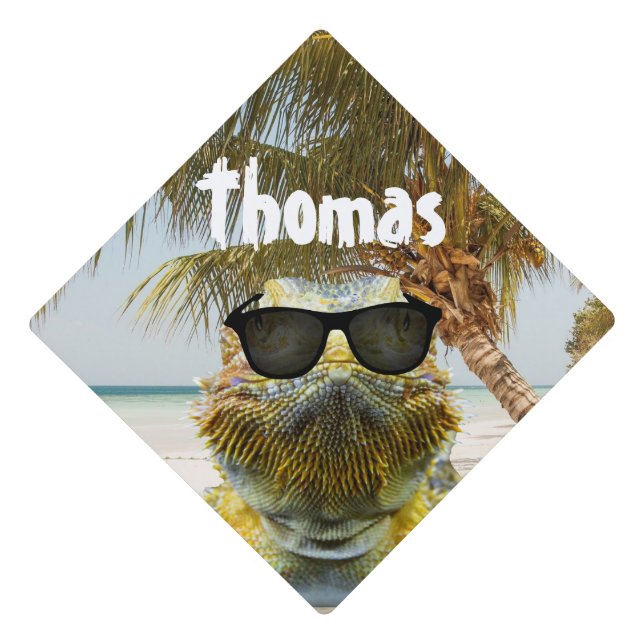 Personalize Summer Beach Fun Graduation Cap Topper (Front)