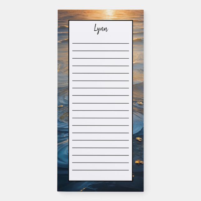 Personalize Summer Day Sunrise Water Lined Magnetic Notepad (Front)