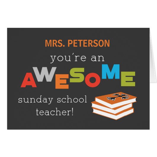 Personalize Sunday School Teacher Appreciation Day Cards (Front Horizontal)