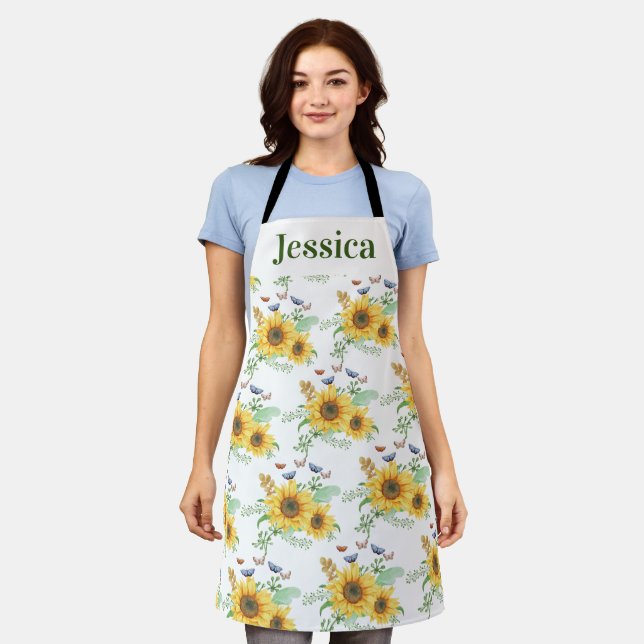 Personalize Sunflower Apron (Worn)