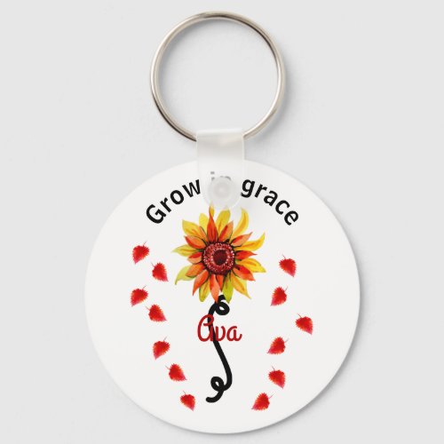 Personalize Sunflower Custom Quote Keychain