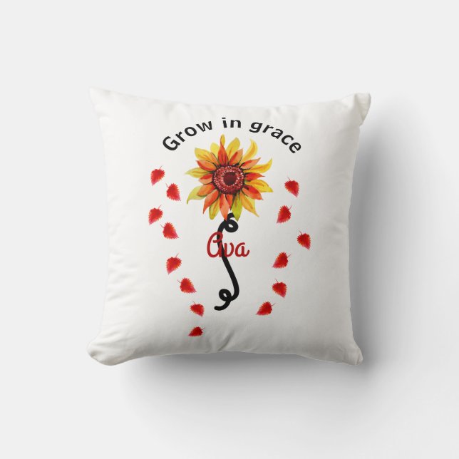 Personalize Sunflower Custom Quote Throw Pillow (Front)