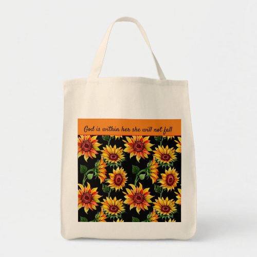 Personalize Sunflower QuoteName Fall Tote Bag