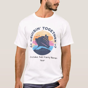 Personalize Sunset Blue/Orange Family Cruise Ship T-Shirt