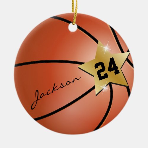 Personalize Super  Star  Basketball Ceramic Ornament