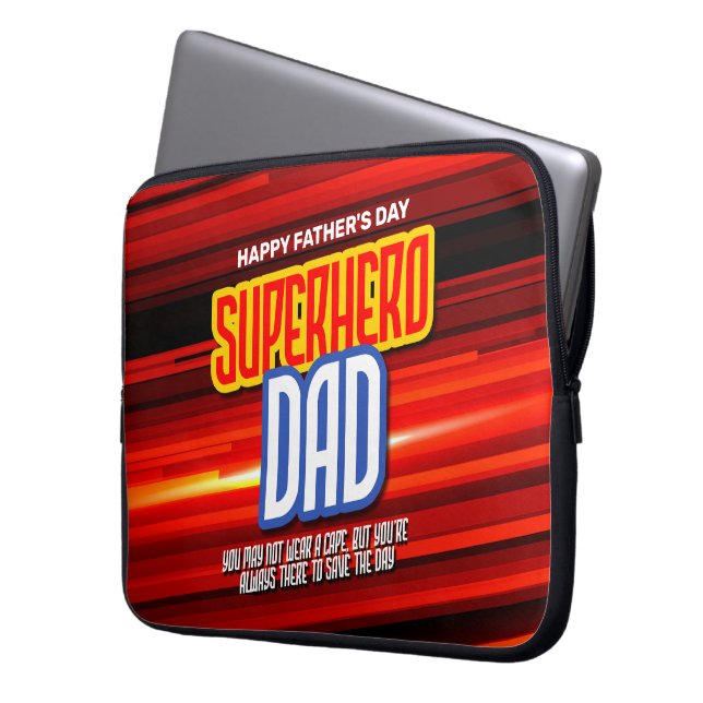 Personalize SuperHero Dad Laptop Sleeve (Front Left)