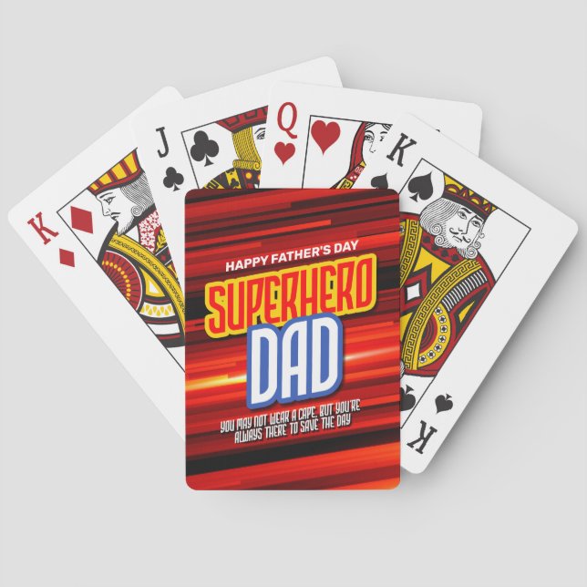 Personalize SuperHero Dad Poker Cards (Back)
