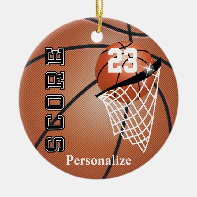 Personalize Superstar Basketball Ceramic Ornament (Front)