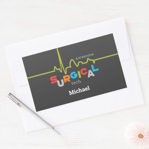 Personalize Surgical Tech Week Awesome Rectangular Sticker