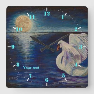 Personalize Swan in the lake at full Moon